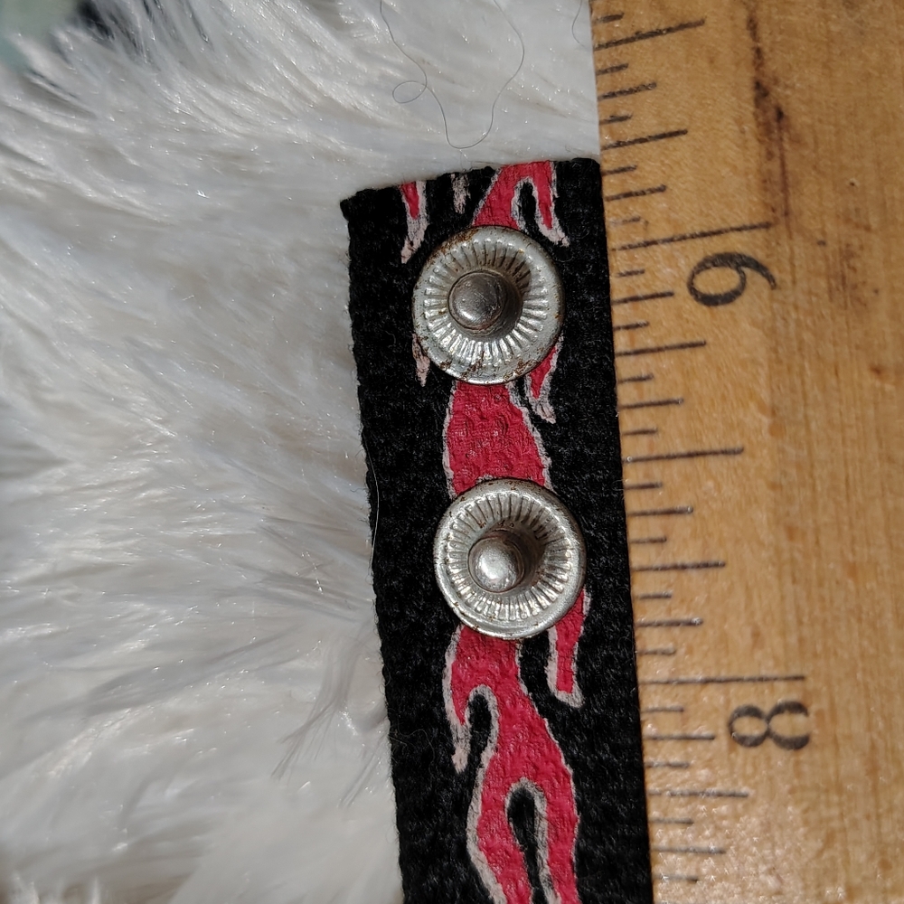 Vintage Y2K Pyramid Snap Cuff_ Cotton Black Flame Wristband Cuff/ Info - Picture 4 of 6
